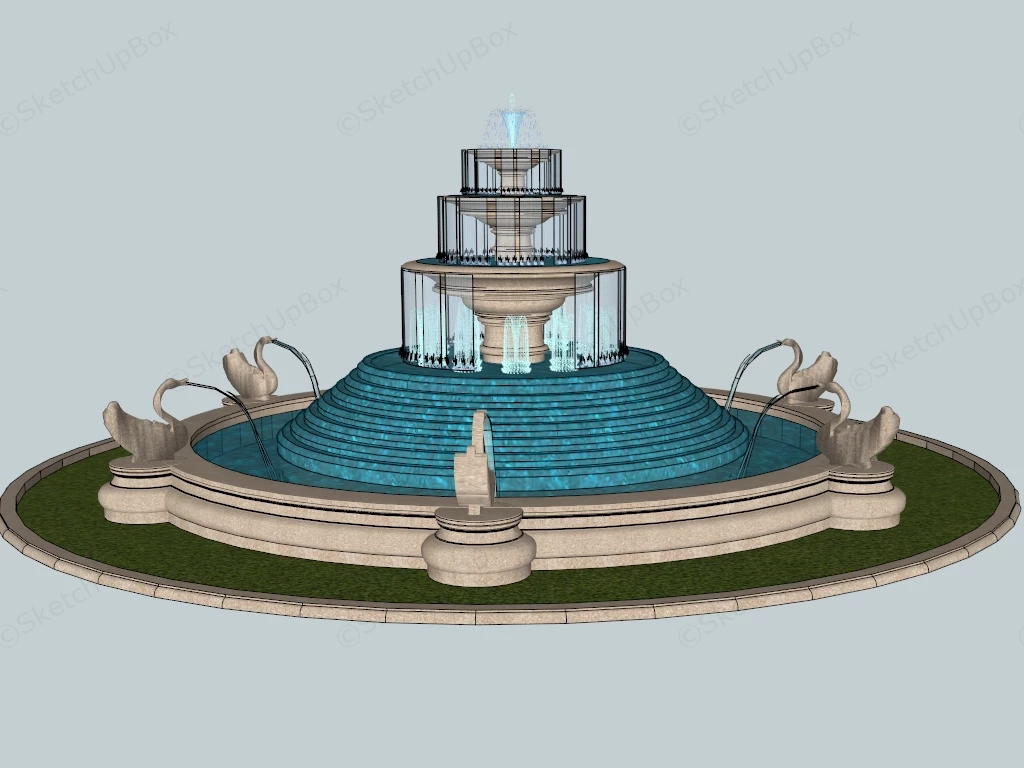 Swan Water Fountain sketchup model preview - SketchupBox