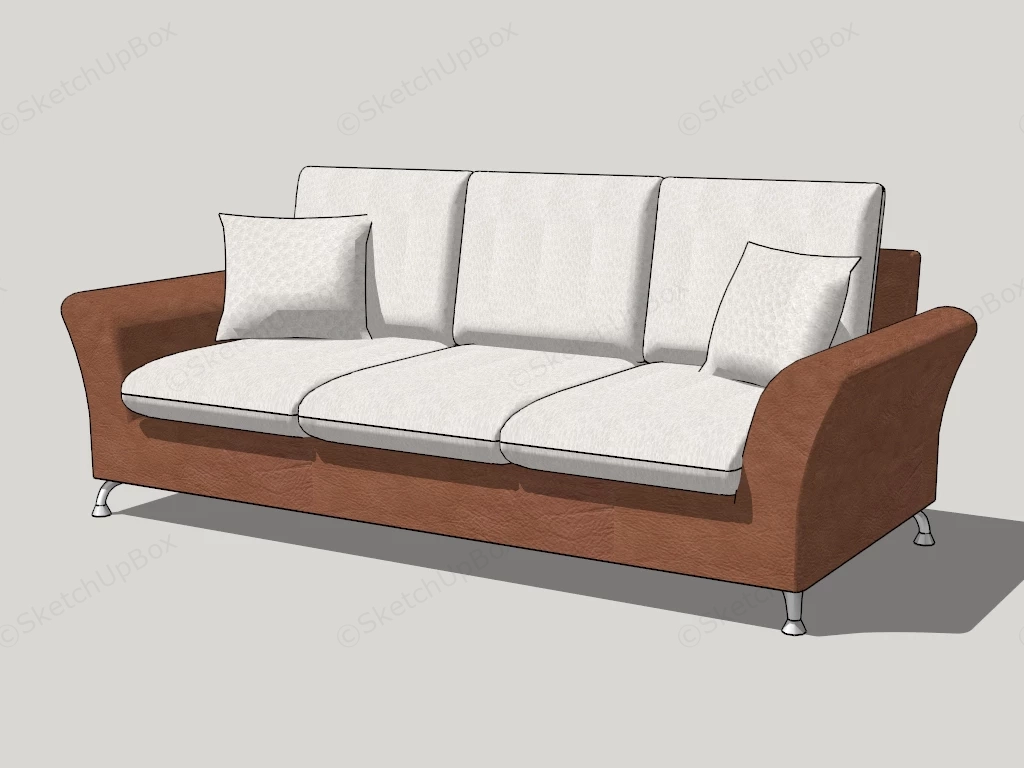 3 Seater Leather Sofa sketchup model preview - SketchupBox