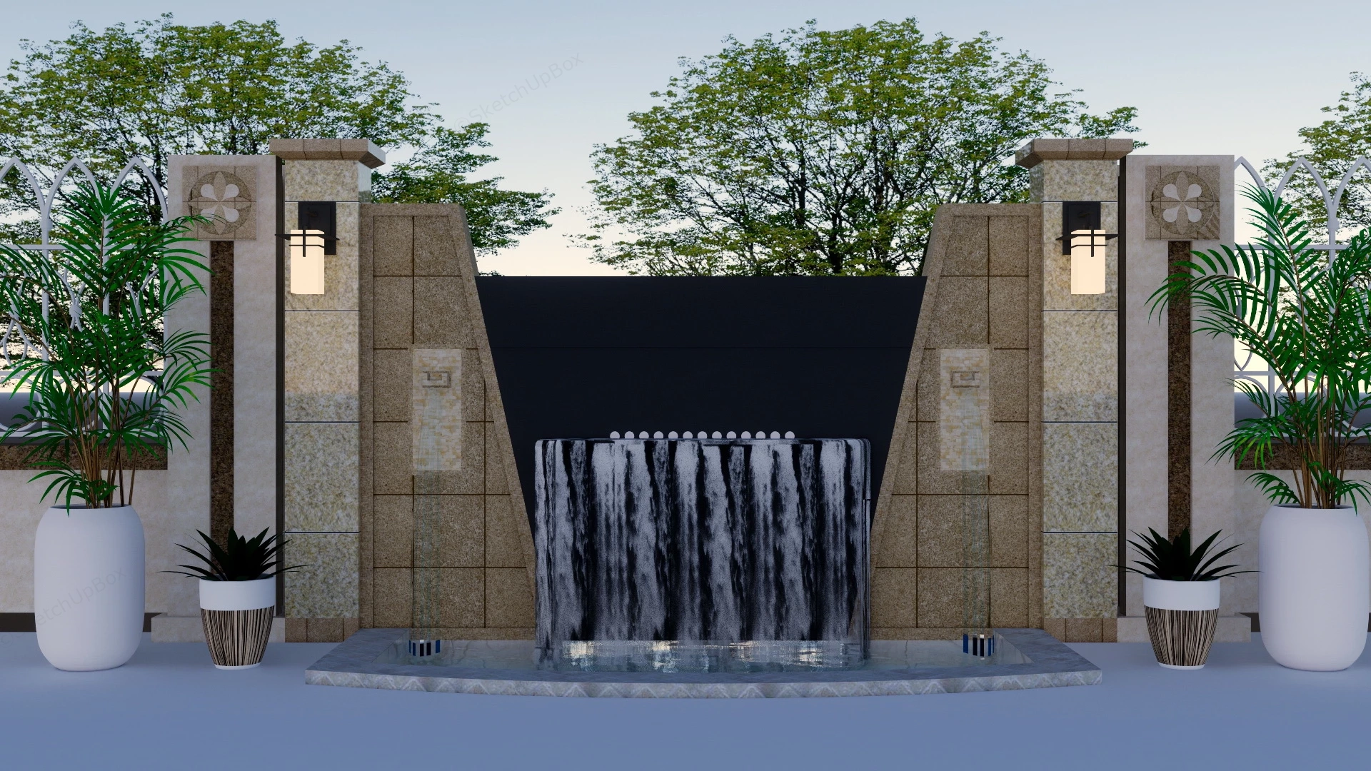 Garden Wall Fountain sketchup model preview - SketchupBox