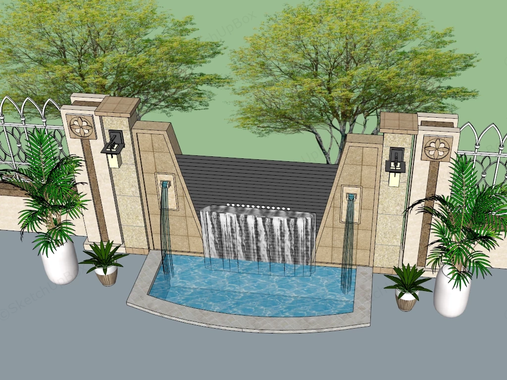 Garden Wall Fountain sketchup model preview - SketchupBox