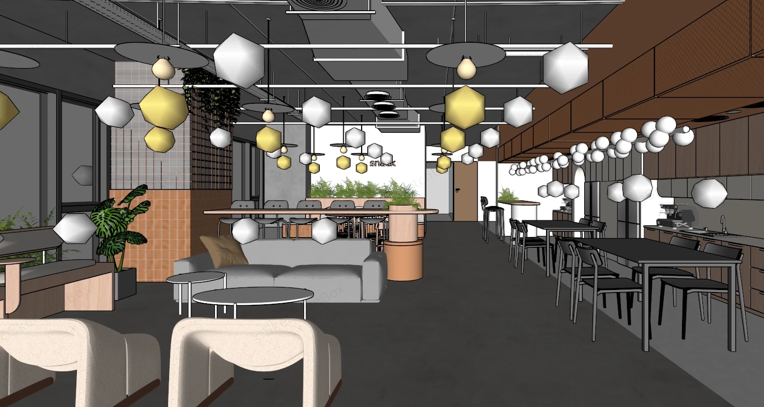 Commercial Office Break Room Design sketchup model preview - SketchupBox