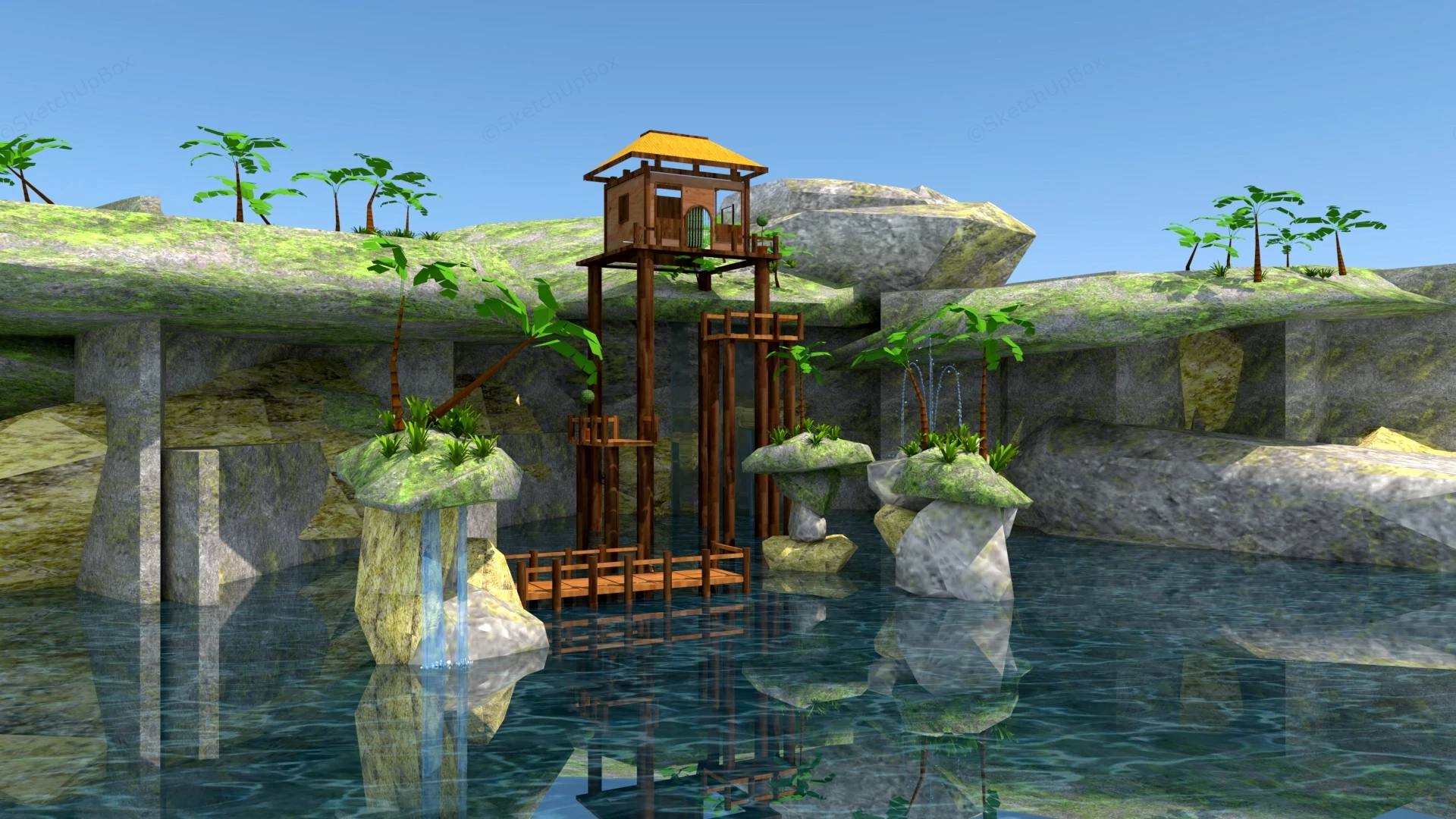 Mystical Lake Observation Tower sketchup model preview - SketchupBox
