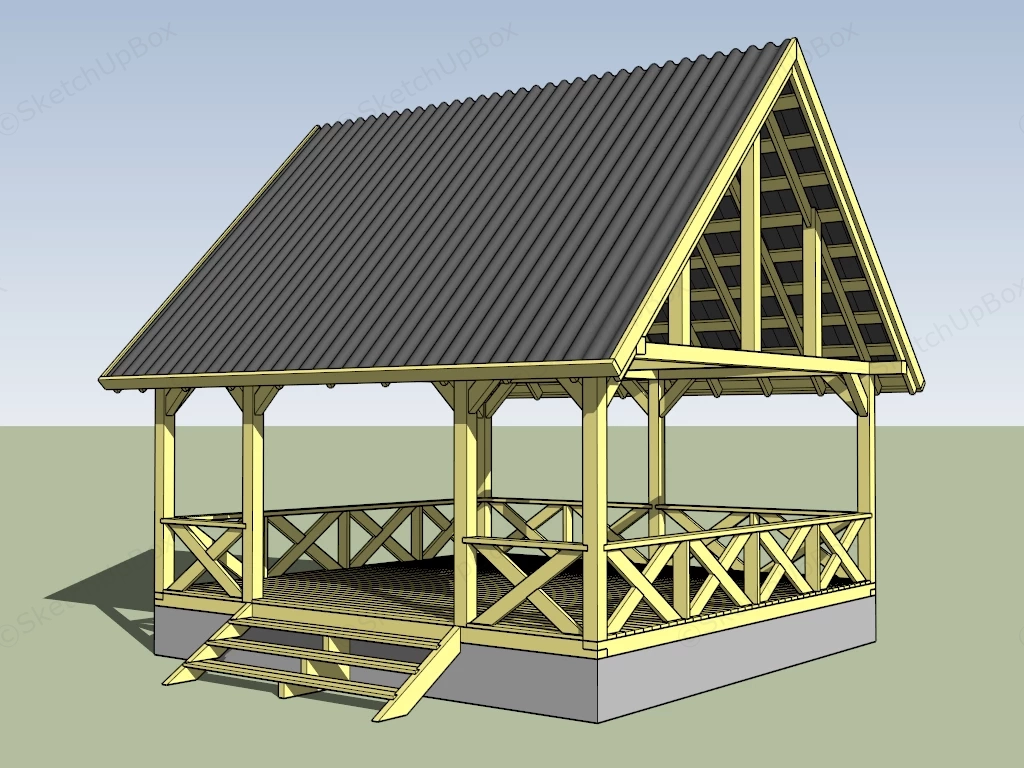 Japanese Garden Gazebo sketchup model preview - SketchupBox