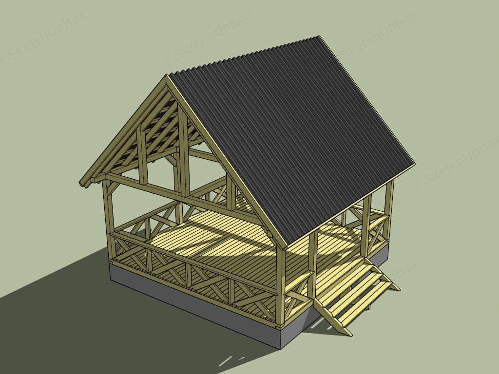 Japanese Garden Gazebo sketchup model preview - SketchupBox