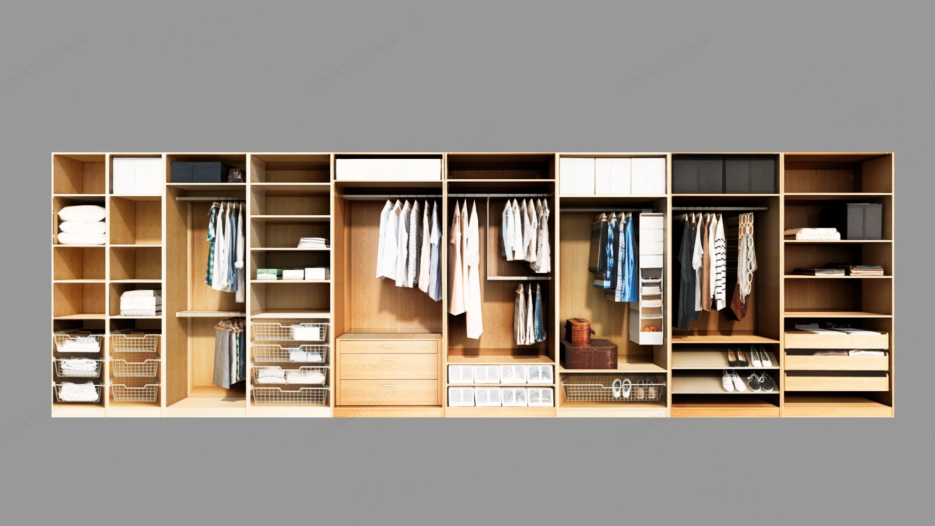 Extra Large Wardrobe sketchup model preview - SketchupBox