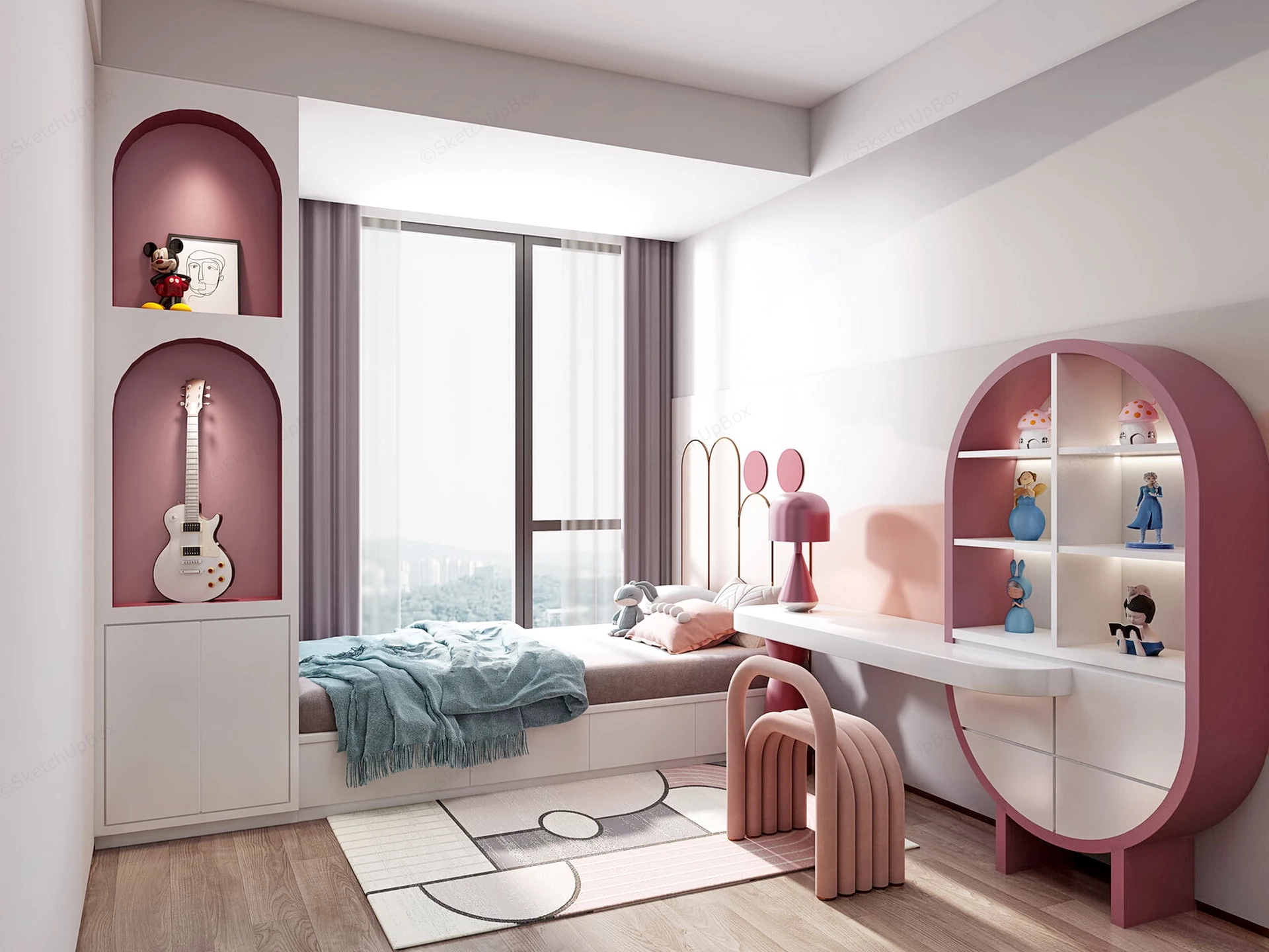 Small Space Girls Bedroom Ideas sketchup model preview - SketchupBox