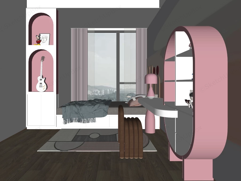 Small Space Girls Bedroom Ideas sketchup model preview - SketchupBox