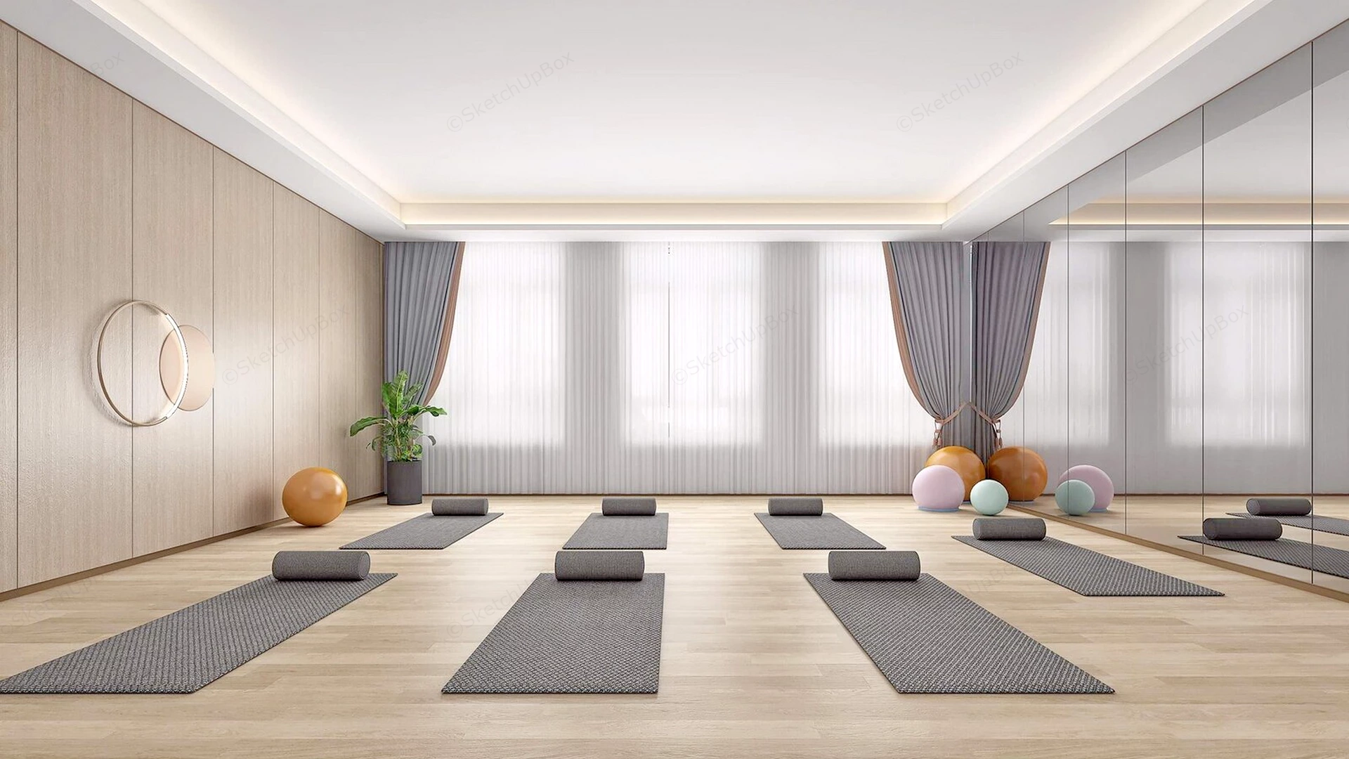 Yoga Studio Interior sketchup model preview - SketchupBox