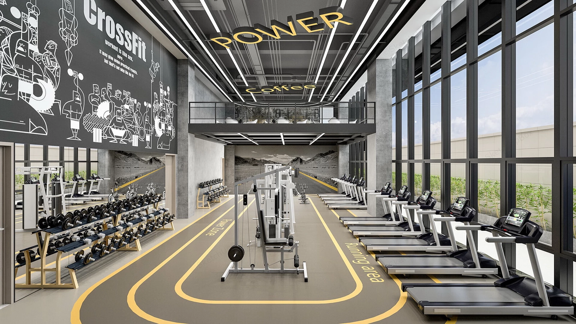 Gym And Fitness Club sketchup model preview - SketchupBox