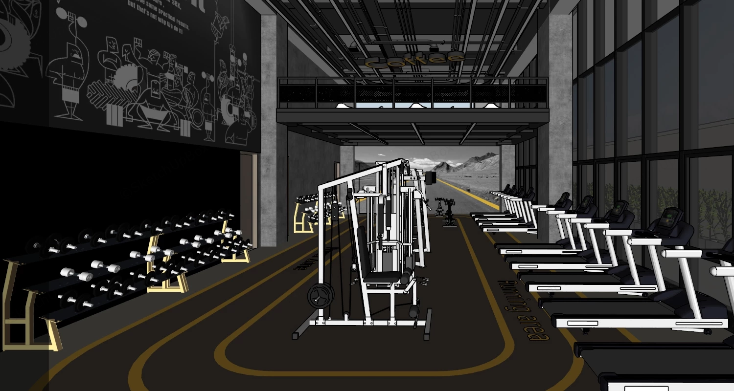 Gym And Fitness Club sketchup model preview - SketchupBox