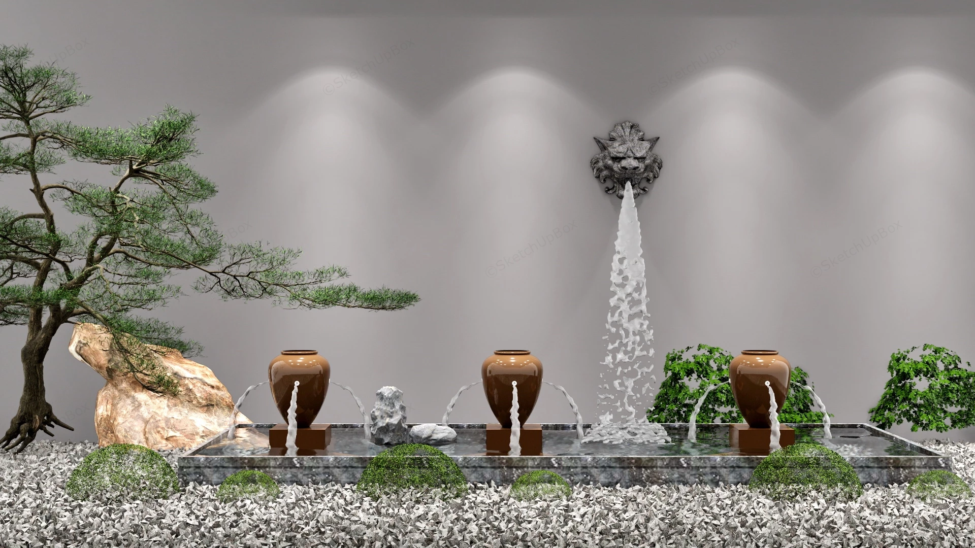 Zen Garden Water Fountain sketchup model preview - SketchupBox