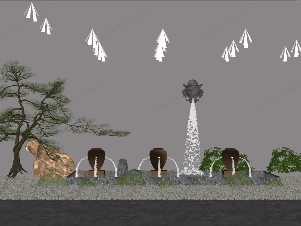 Zen Garden Water Fountain sketchup model preview - SketchupBox
