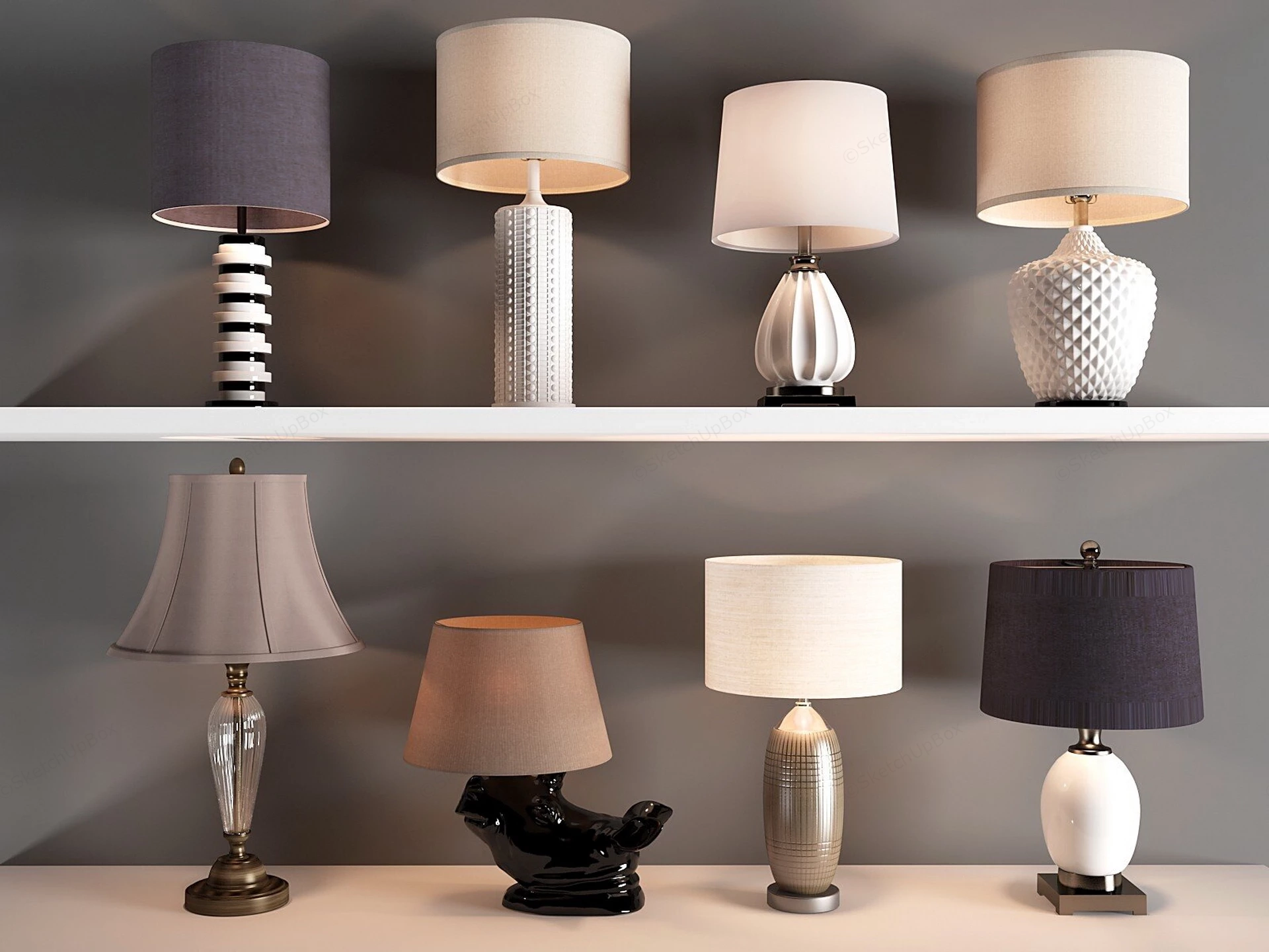 Modern Bedside Table Lamps sketchup model preview - SketchupBox