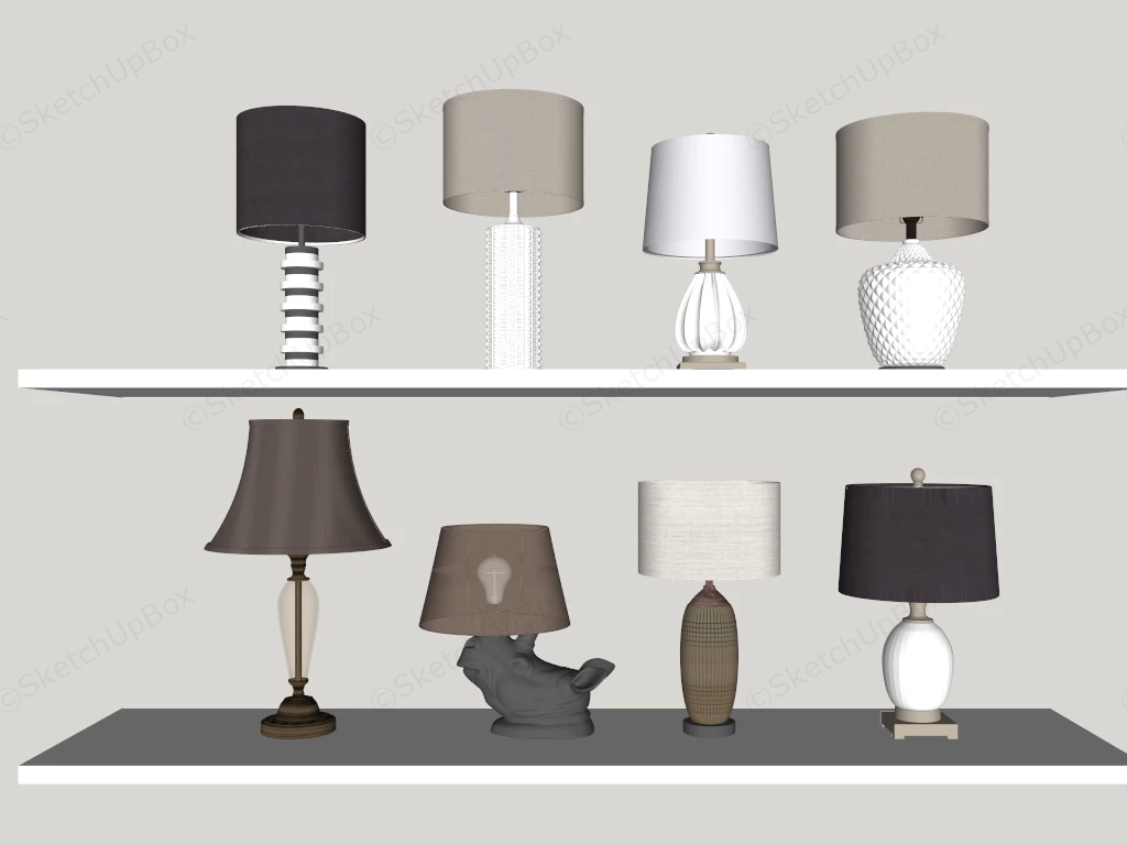 Modern Bedside Table Lamps sketchup model preview - SketchupBox
