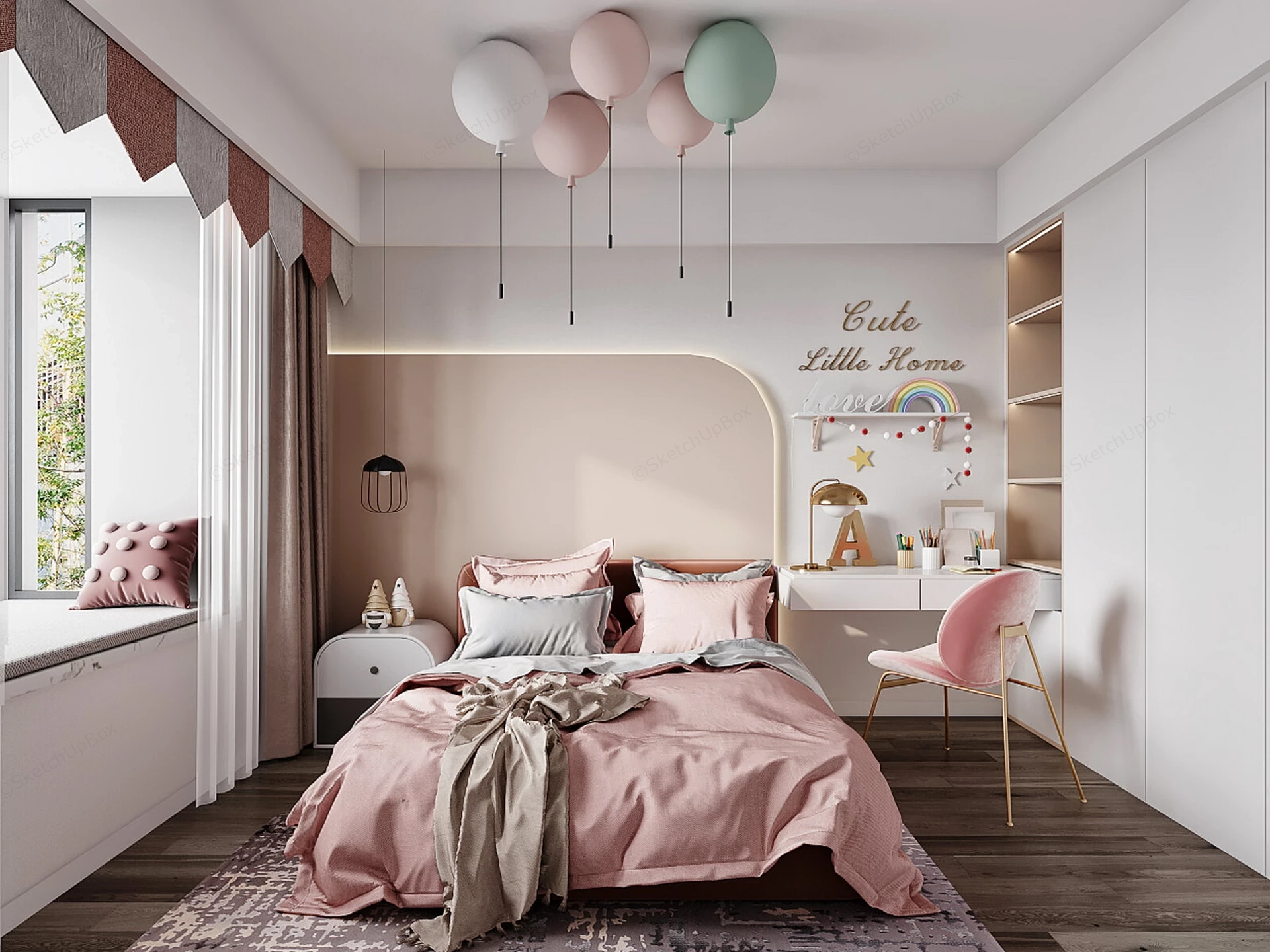 Pastel Girl Room Ideas sketchup model preview - SketchupBox