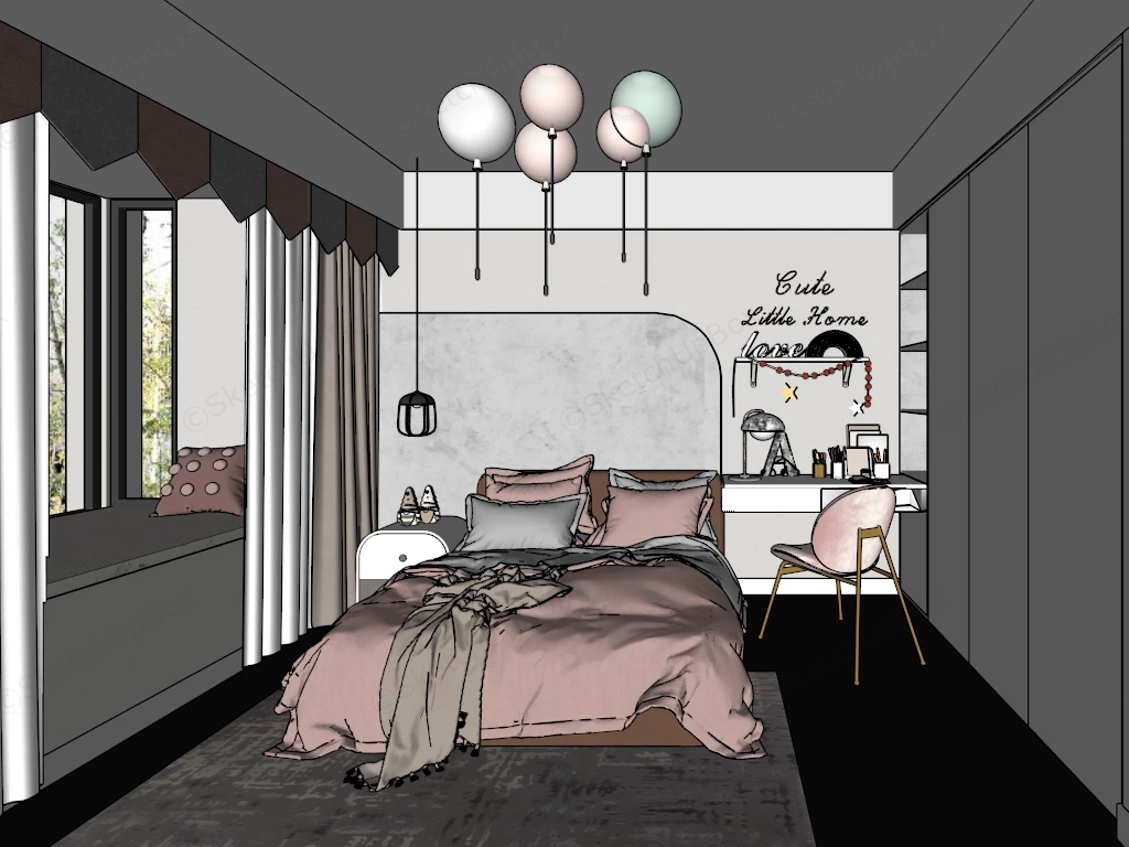Pastel Girl Room Ideas sketchup model preview - SketchupBox