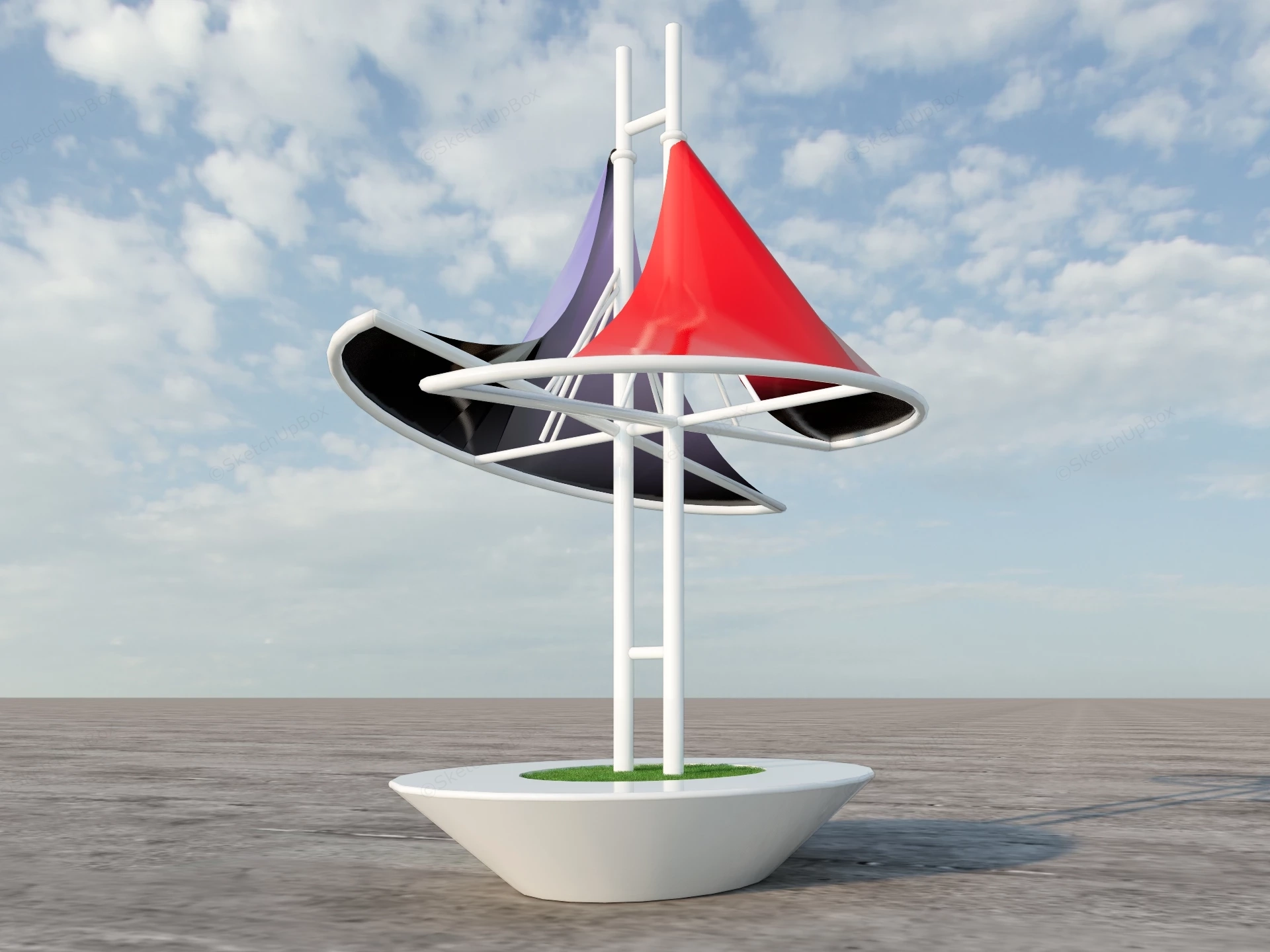 Shade Structure With Bench Design sketchup model preview - SketchupBox