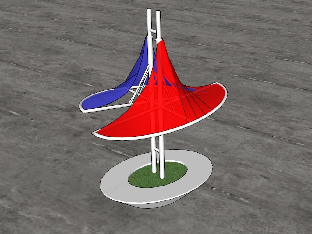 Shade Structure With Bench Design sketchup model preview - SketchupBox