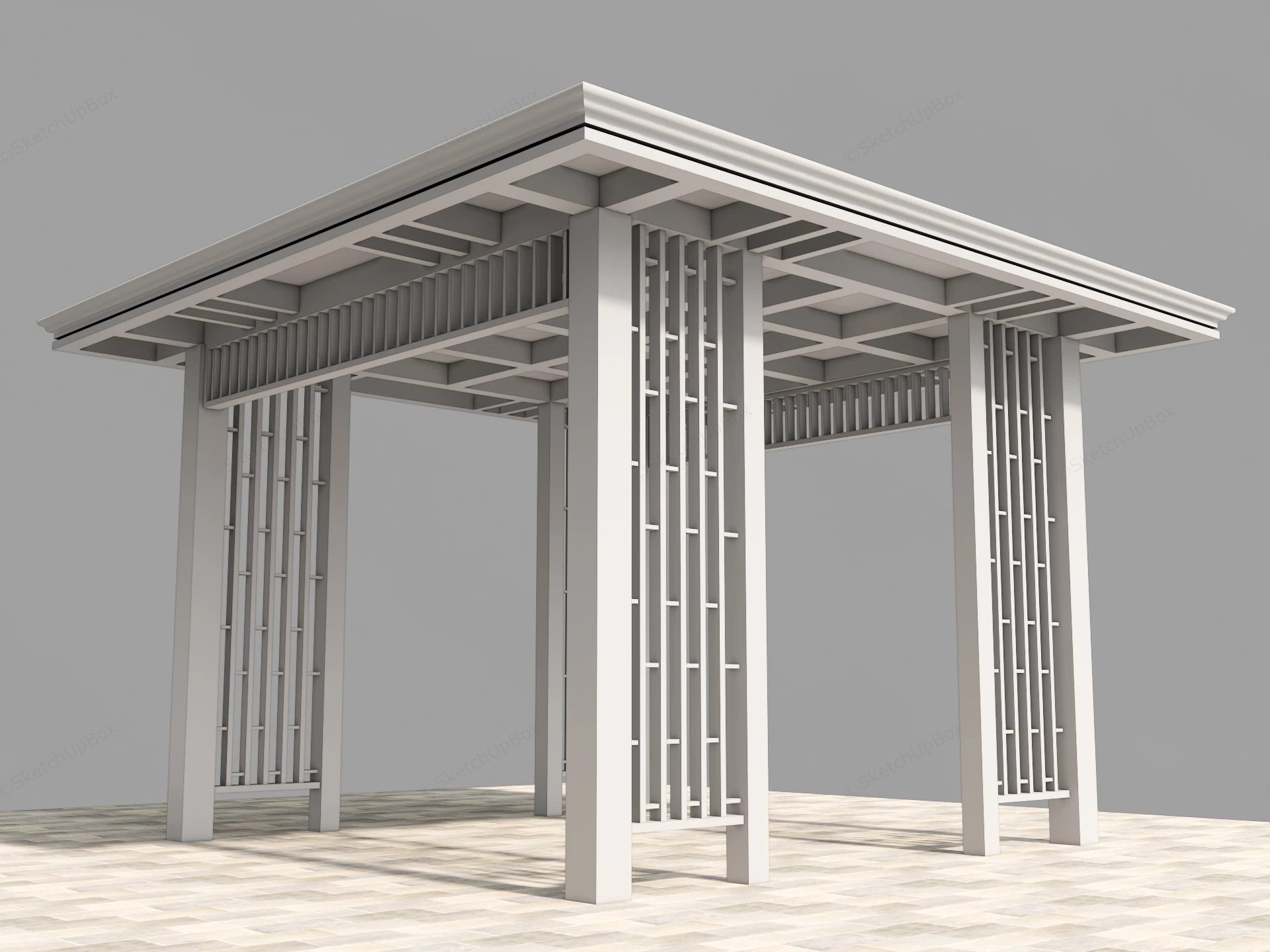 Pergola With Roof sketchup model preview - SketchupBox