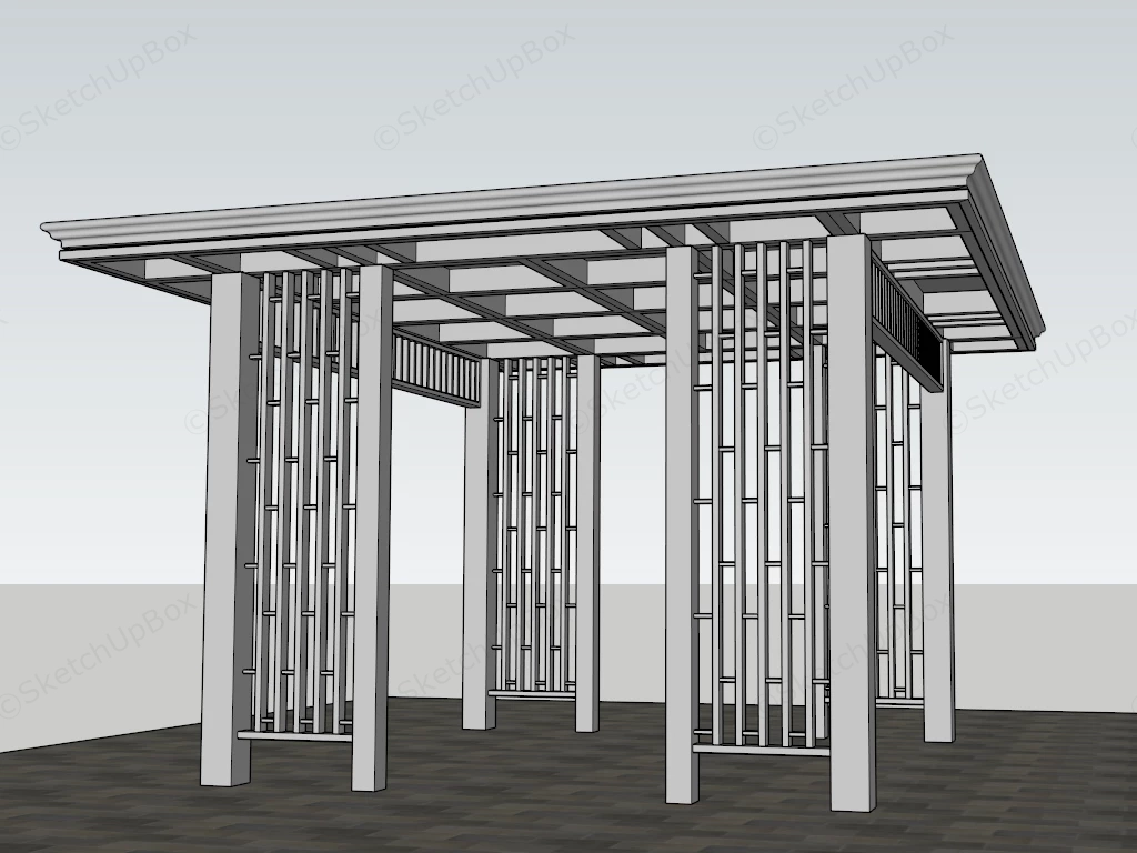 Pergola With Roof sketchup model preview - SketchupBox