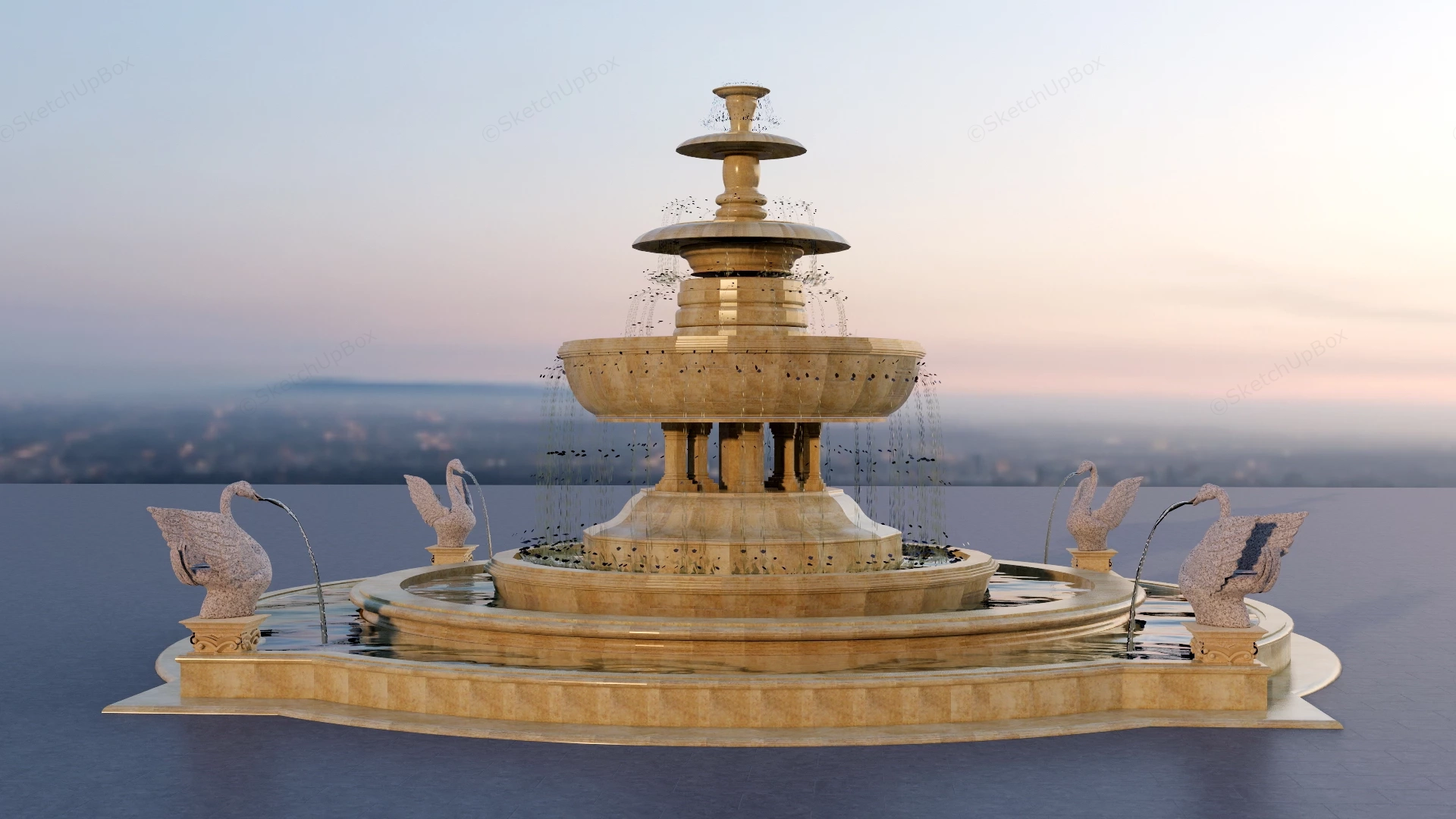 Large Ornate Water Fountain sketchup model preview - SketchupBox