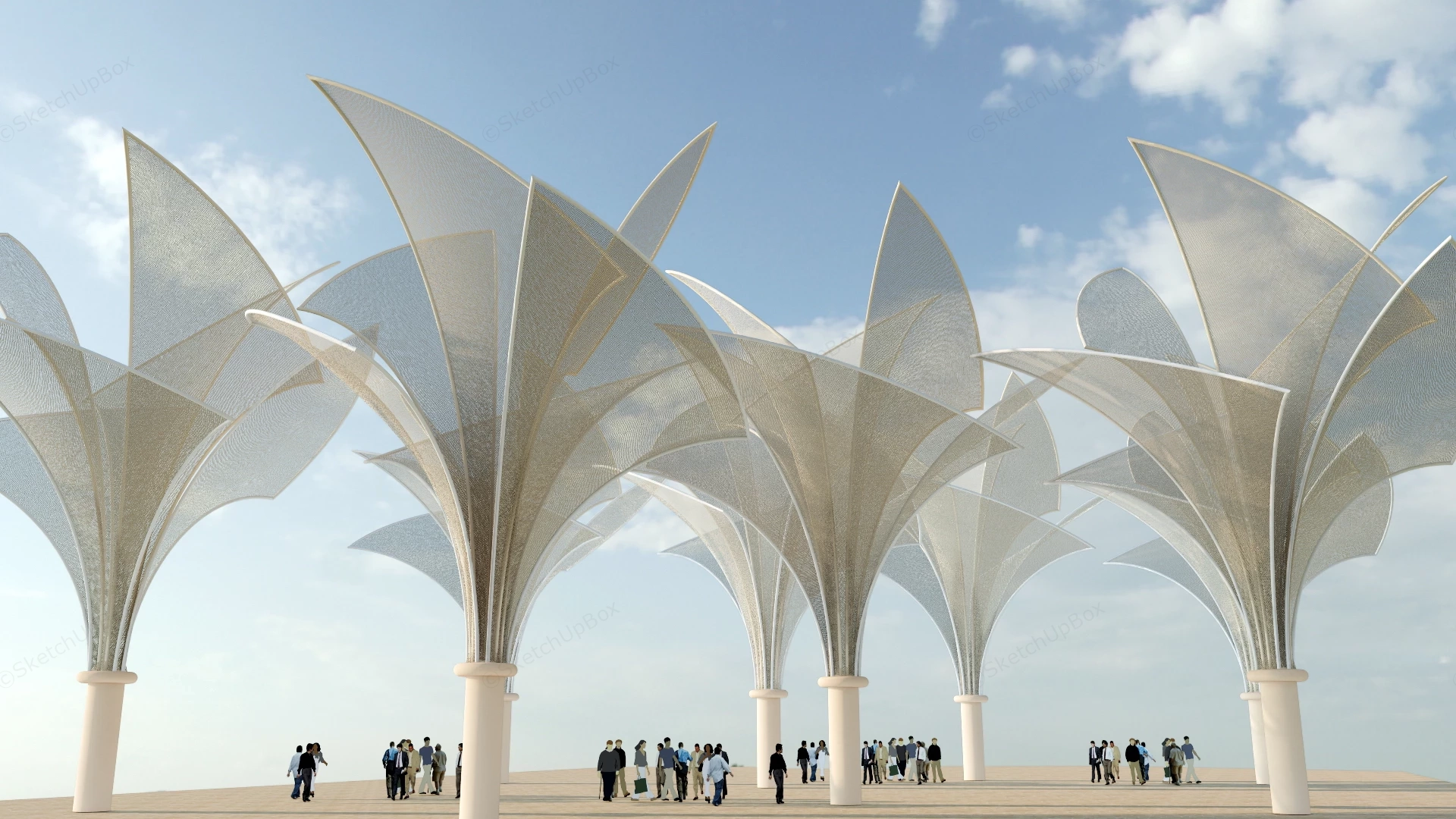 Tree Structure Canopies For Urban Spaces sketchup model preview - SketchupBox