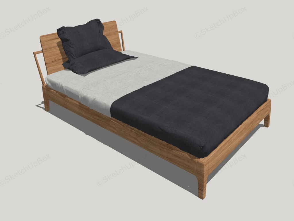 Solid Wood Twin Bed sketchup model preview - SketchupBox