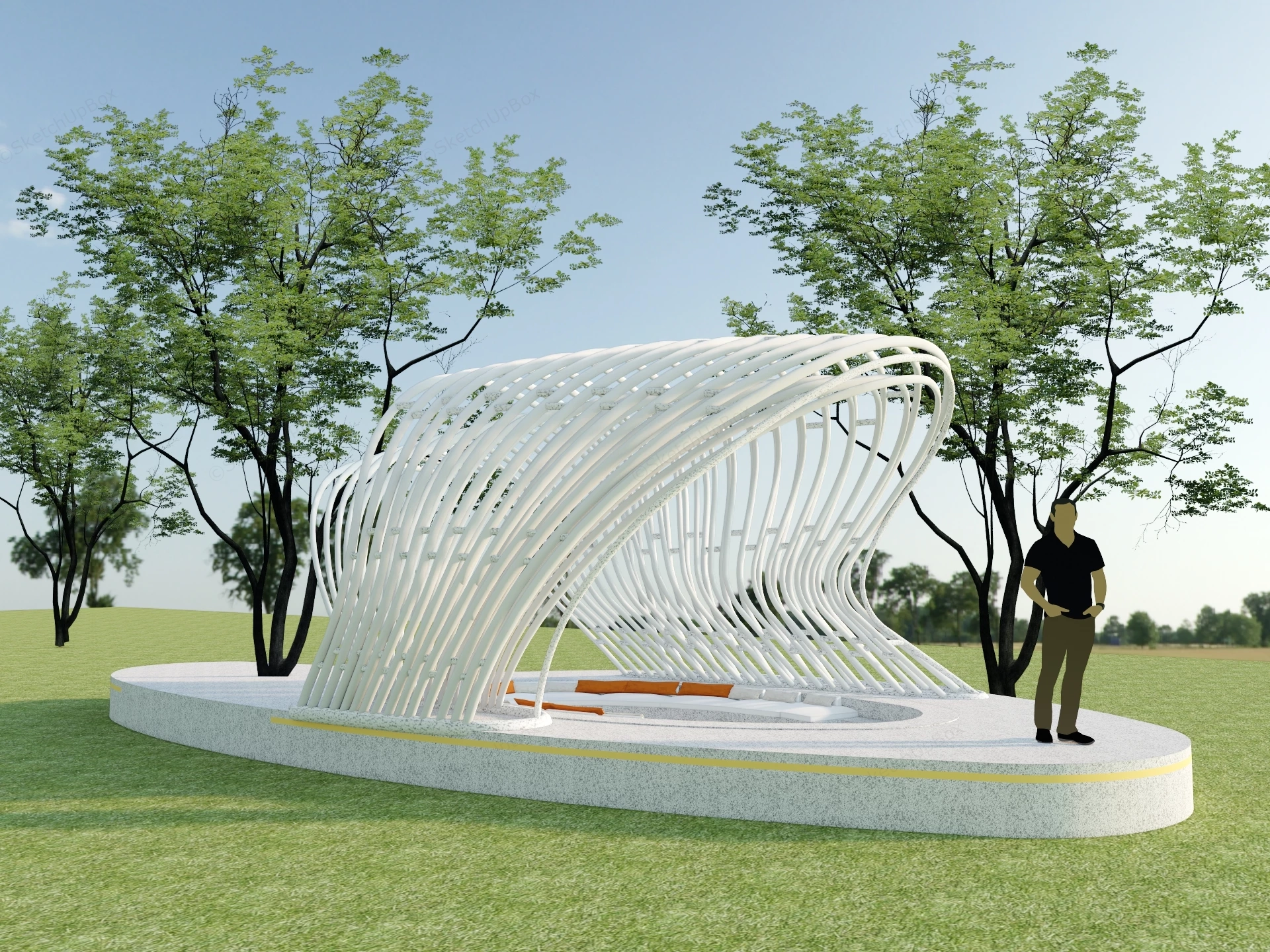 Patio Set With Canopy Structure sketchup model preview - SketchupBox