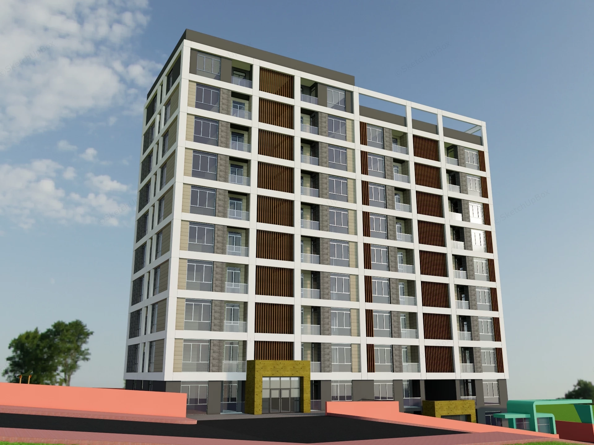 Modern Apartment Architecture Design sketchup model preview - SketchupBox