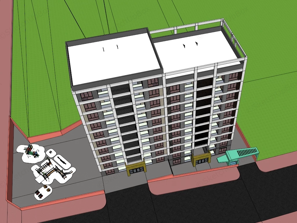 Modern Apartment Architecture Design sketchup model preview - SketchupBox