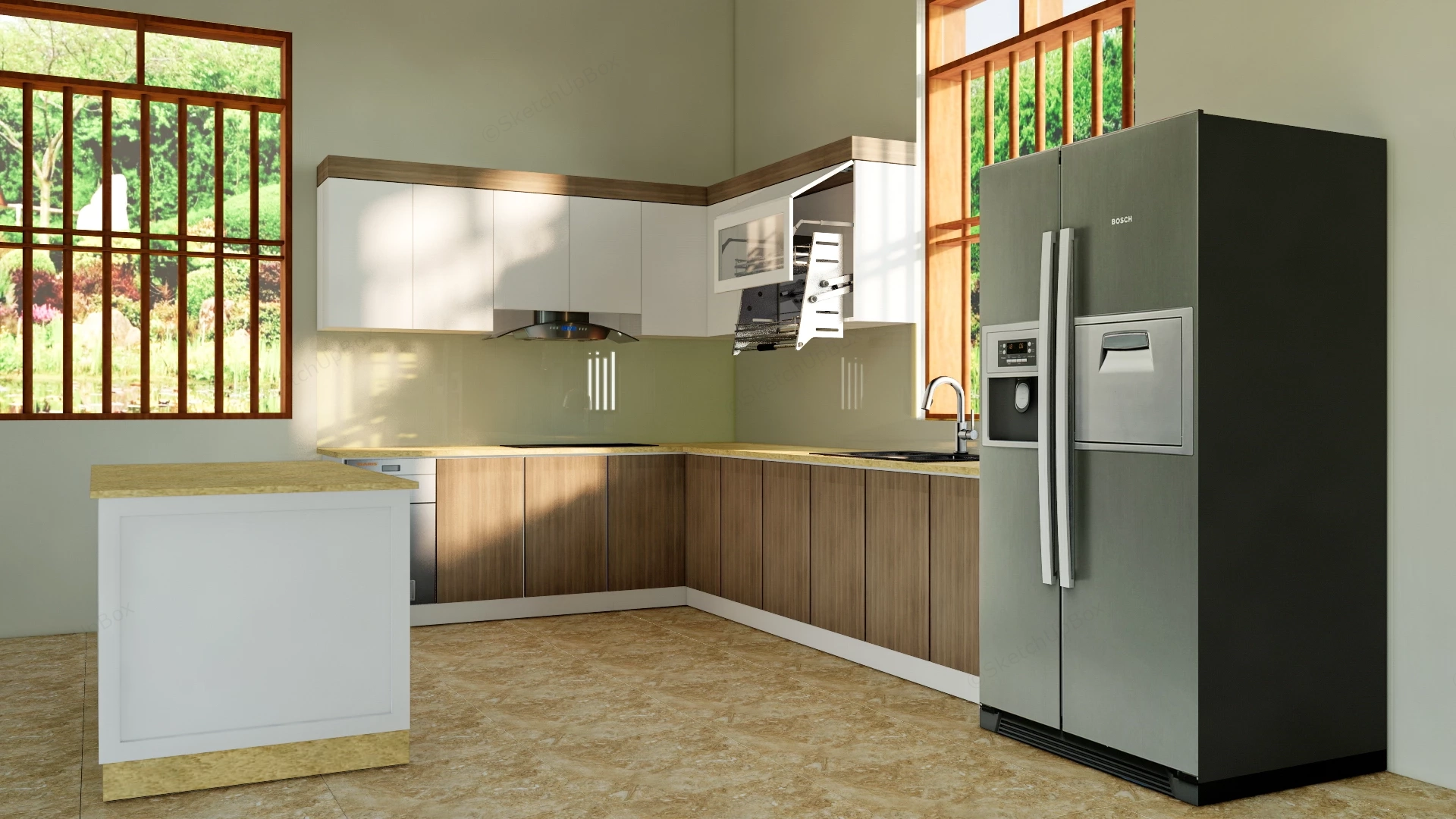 Small L Shaped Kitchen Design sketchup model preview - SketchupBox