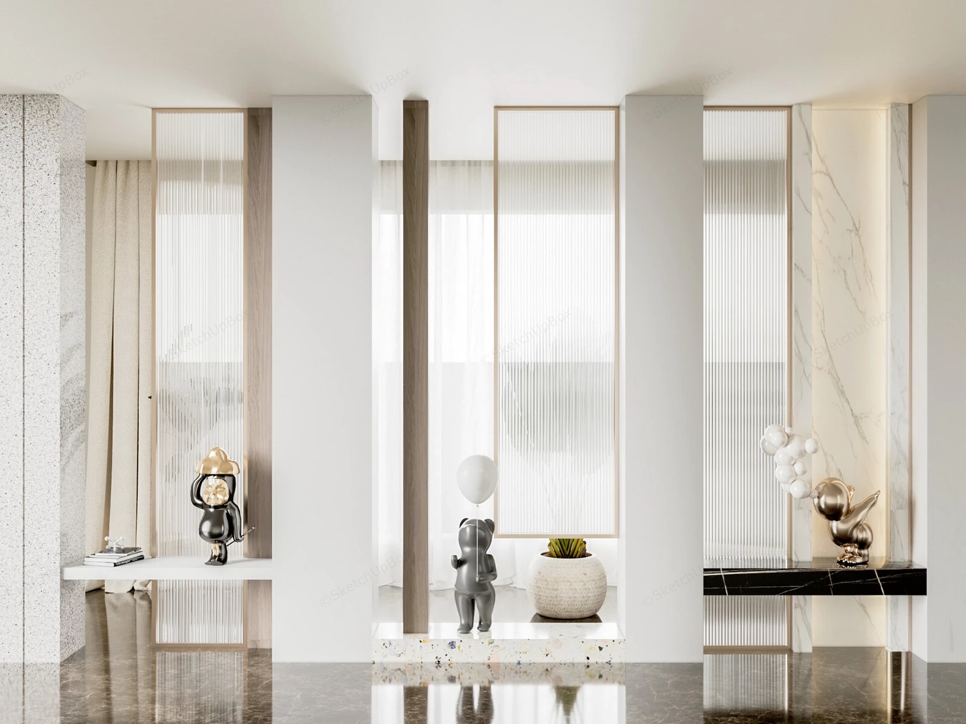 Glass Room Partitions Design sketchup model preview - SketchupBox