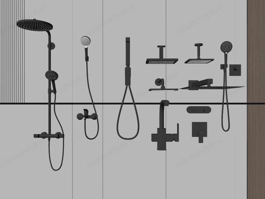 Shower Hardware And Accessories sketchup model preview - SketchupBox