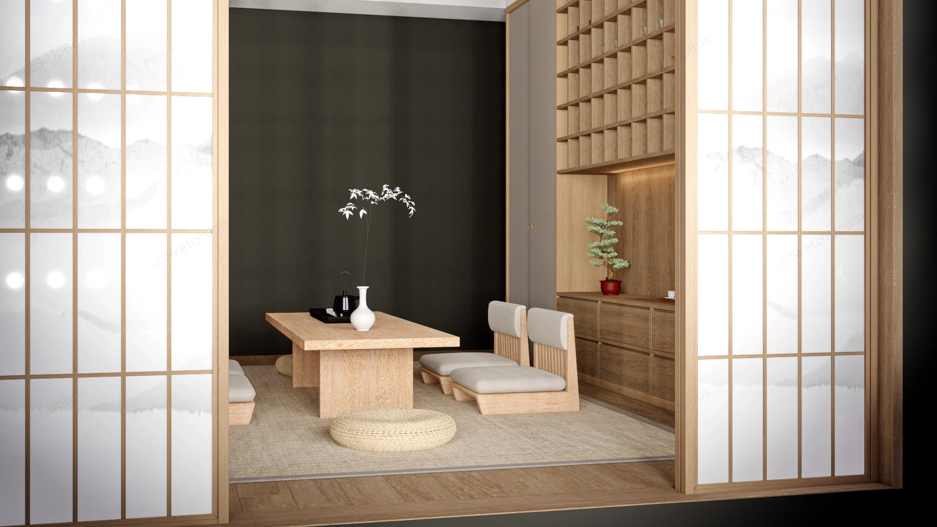 Japanese Tea Room Design sketchup model preview - SketchupBox