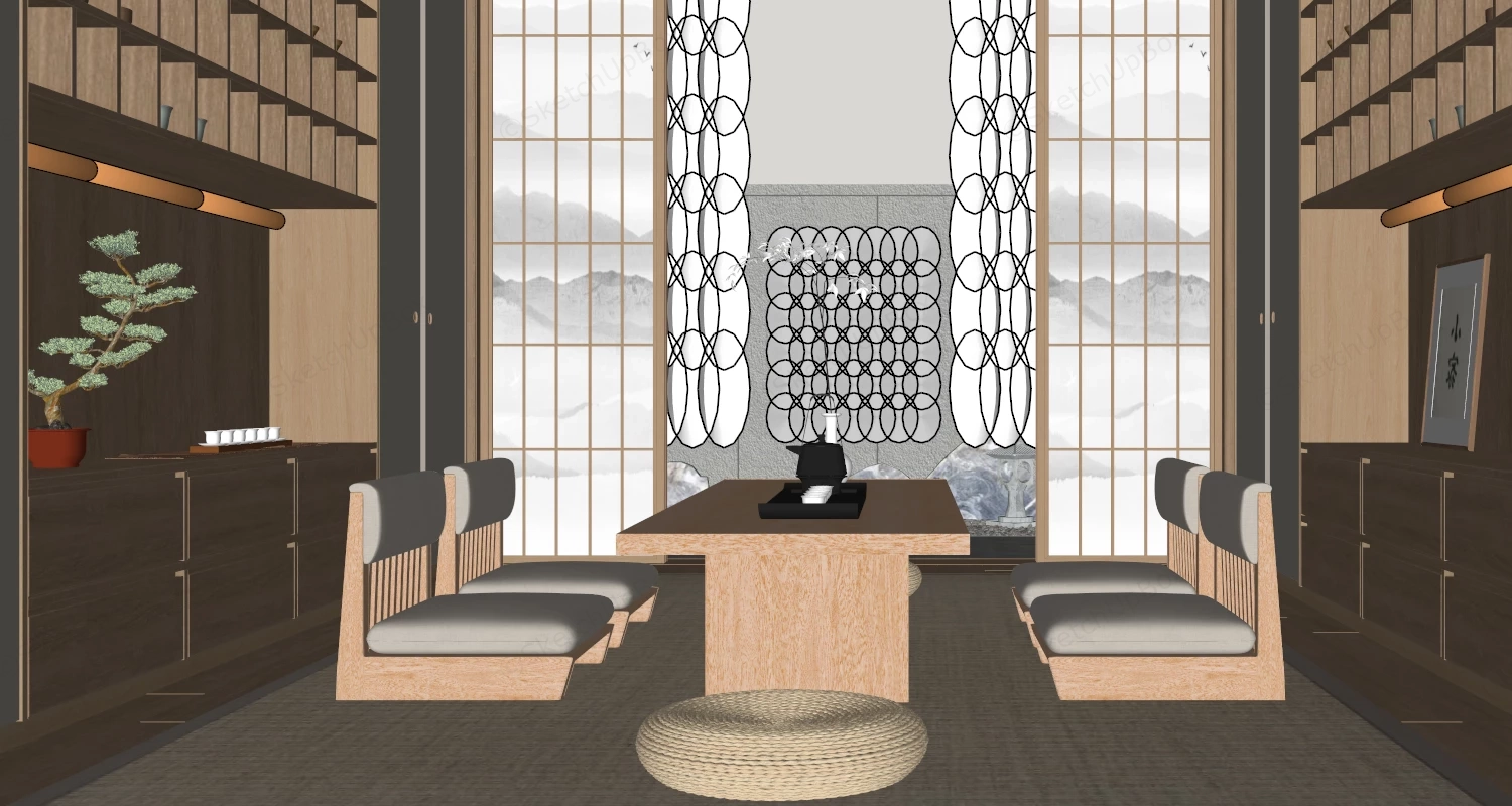 Japanese Tea Room Design sketchup model preview - SketchupBox
