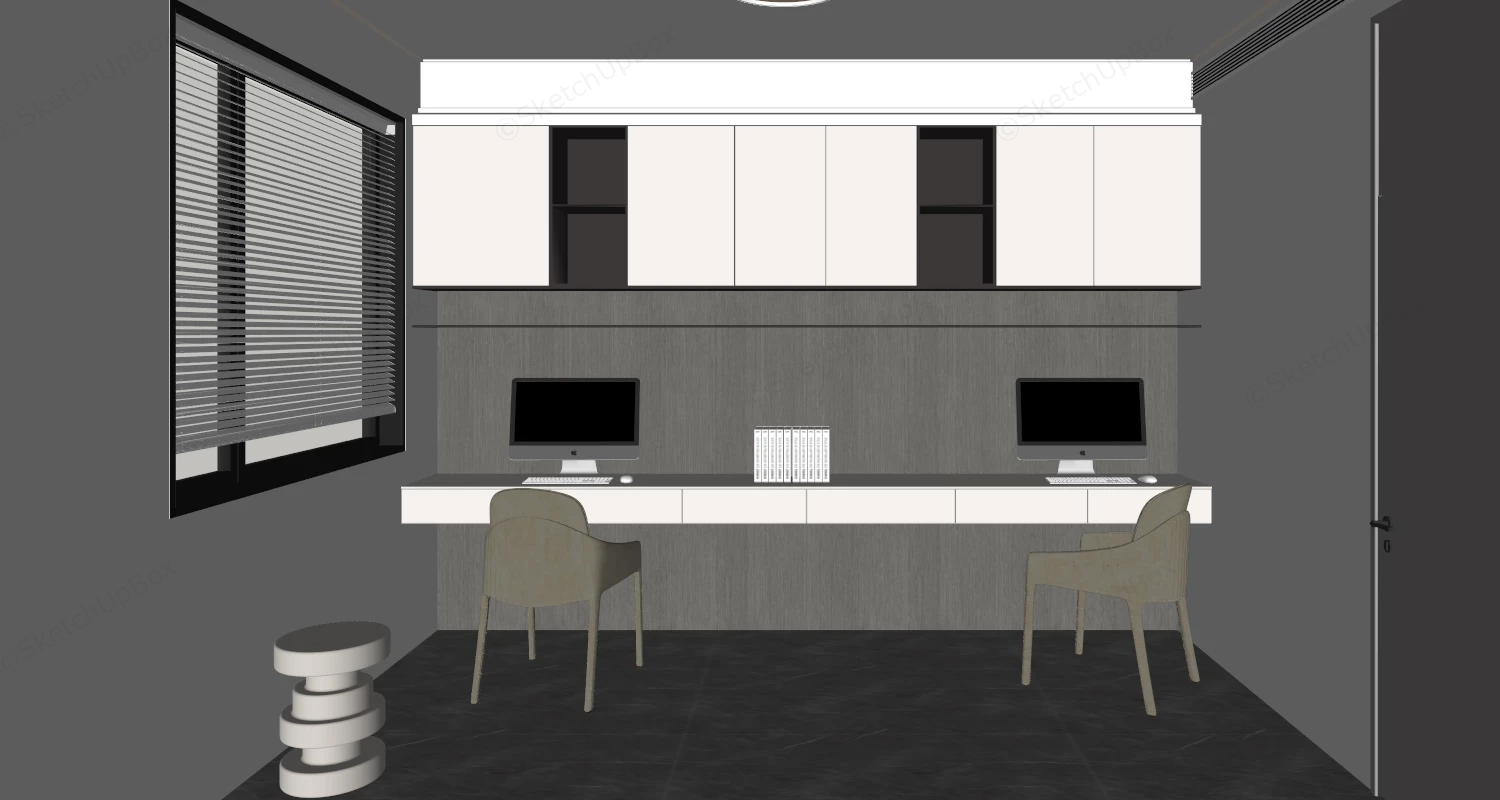 2 Person Home Office sketchup model preview - SketchupBox