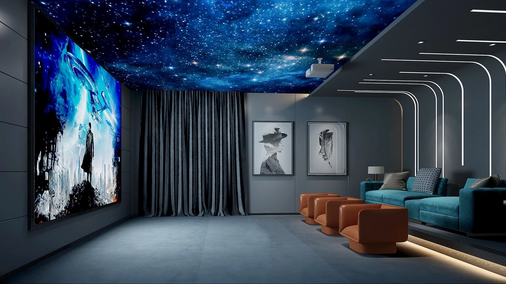 Home Theatre Room sketchup model preview - SketchupBox