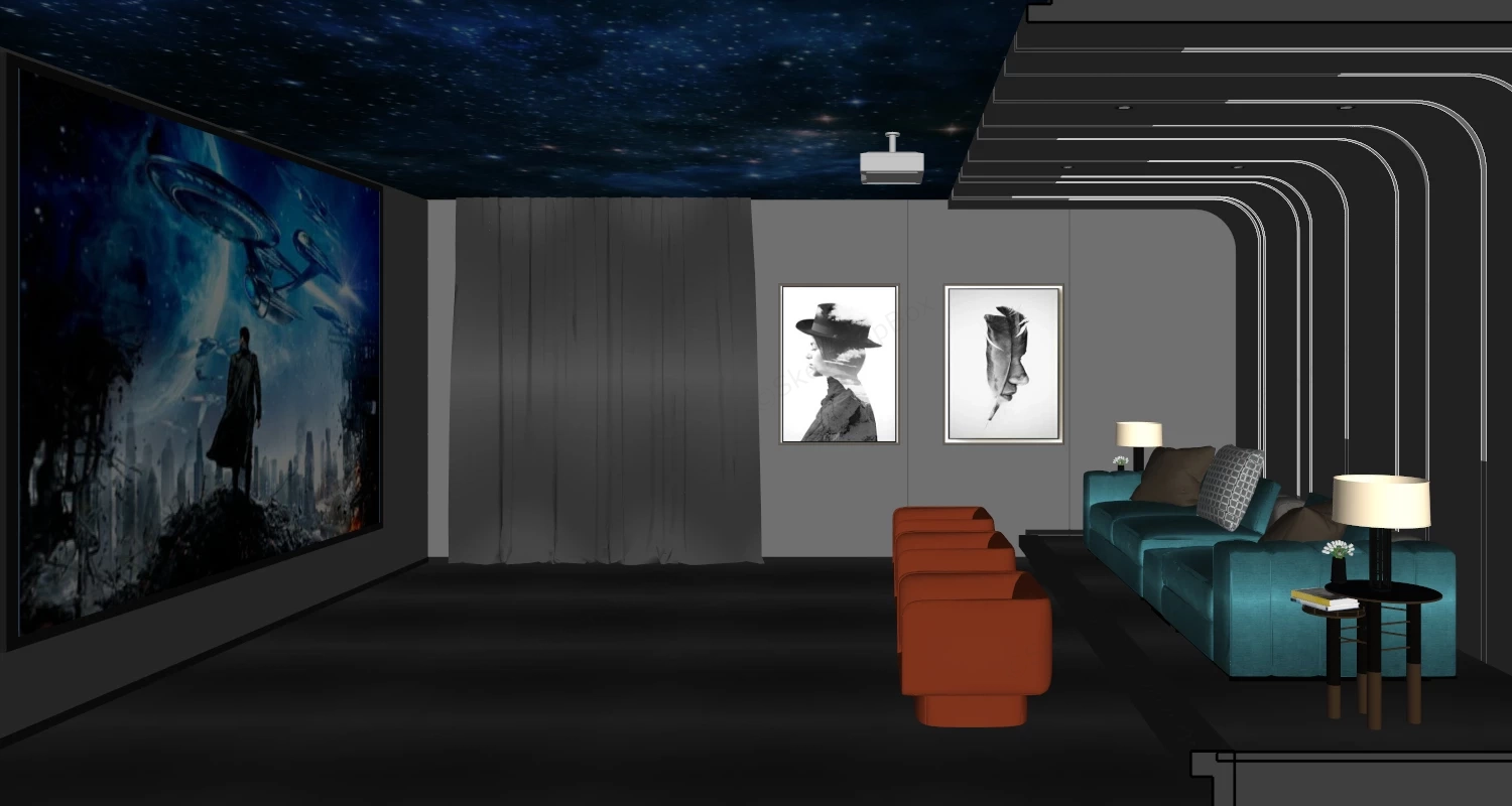 Home Theatre Room sketchup model preview - SketchupBox