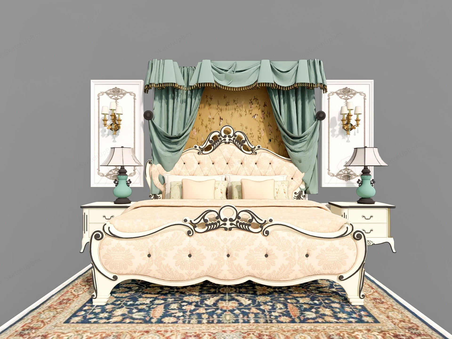 French Country Bedroom Furniture sketchup model preview - SketchupBox