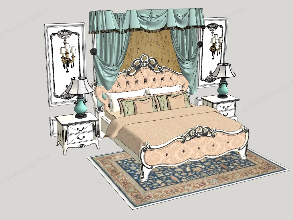 French Country Bedroom Furniture sketchup model preview - SketchupBox