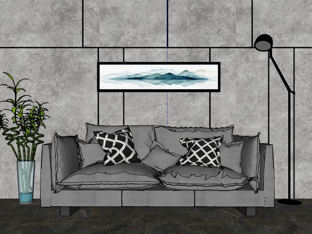 Small Space Loveseat sketchup model preview - SketchupBox