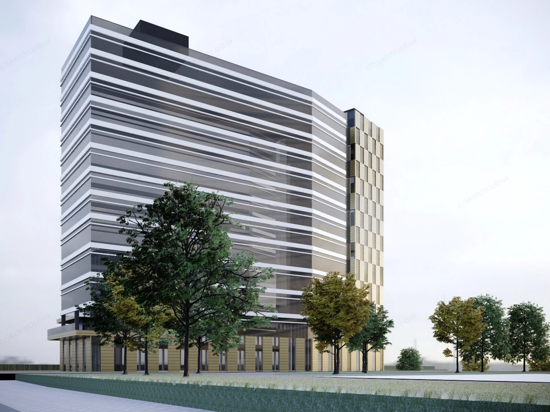 Luxury Hotel Exterior Design sketchup model preview - SketchupBox
