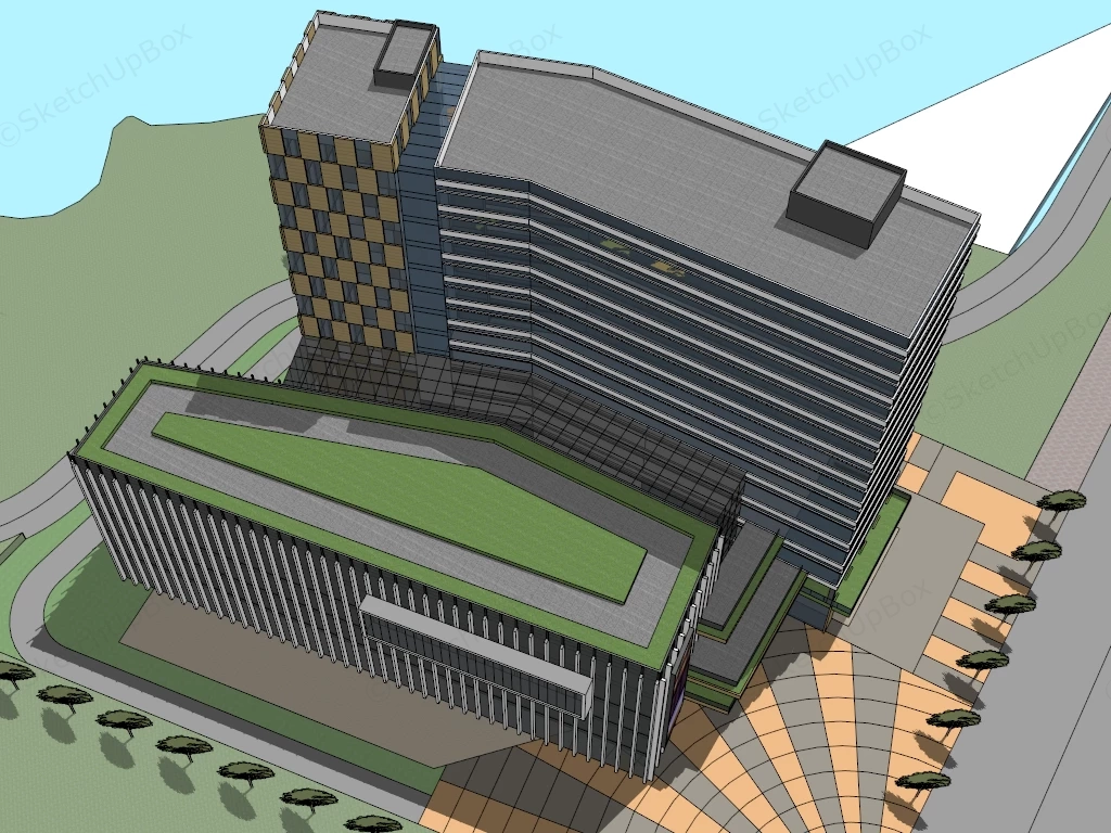 Luxury Hotel Exterior Design sketchup model preview - SketchupBox
