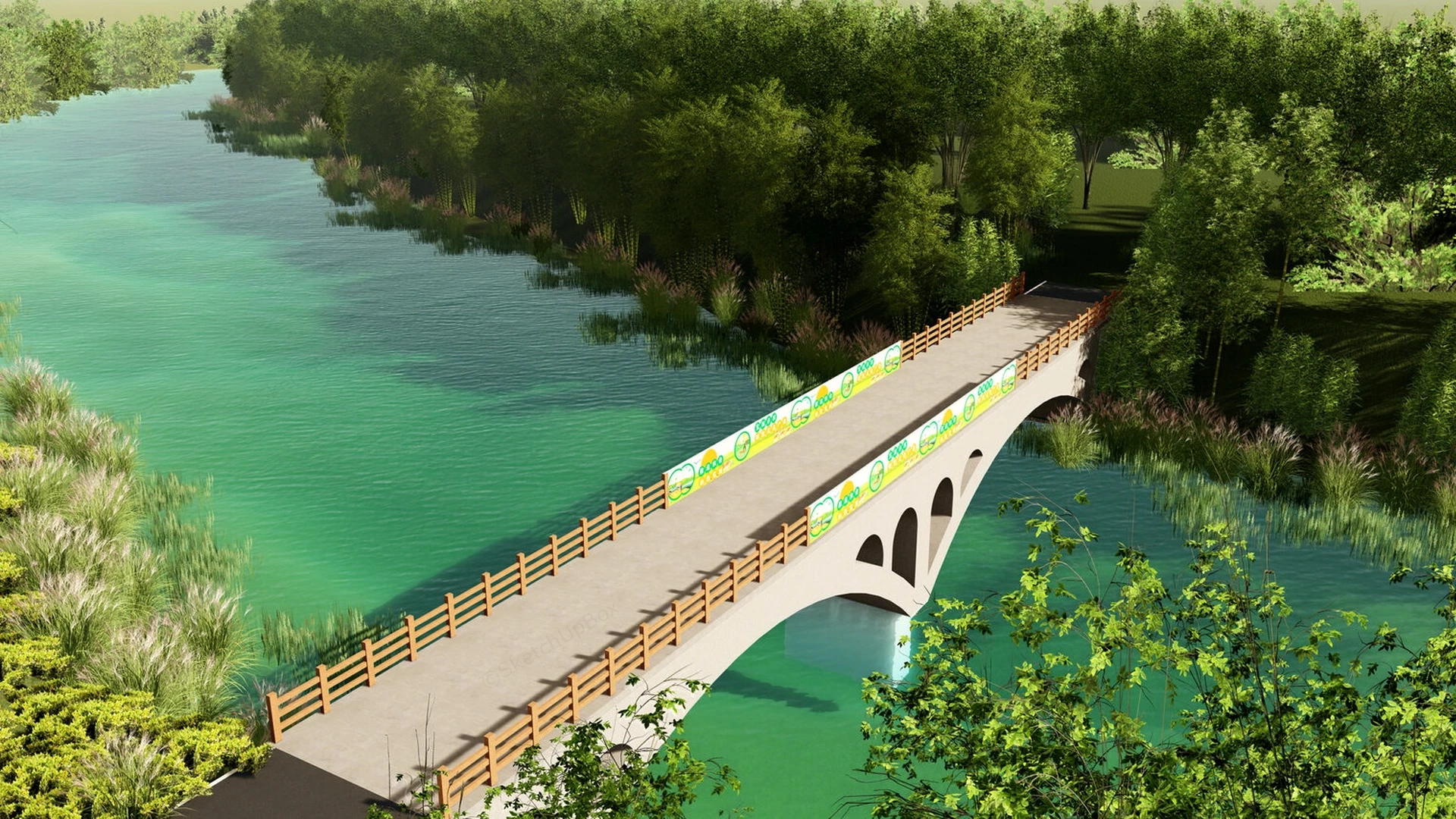 Modern Countryside Bridge sketchup model preview - SketchupBox
