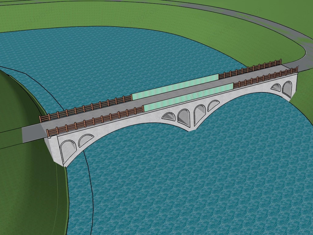 Modern Countryside Bridge sketchup model preview - SketchupBox