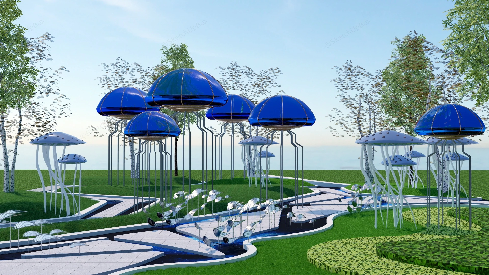 Jellyfish Sculpture Public Art Design sketchup model preview - SketchupBox