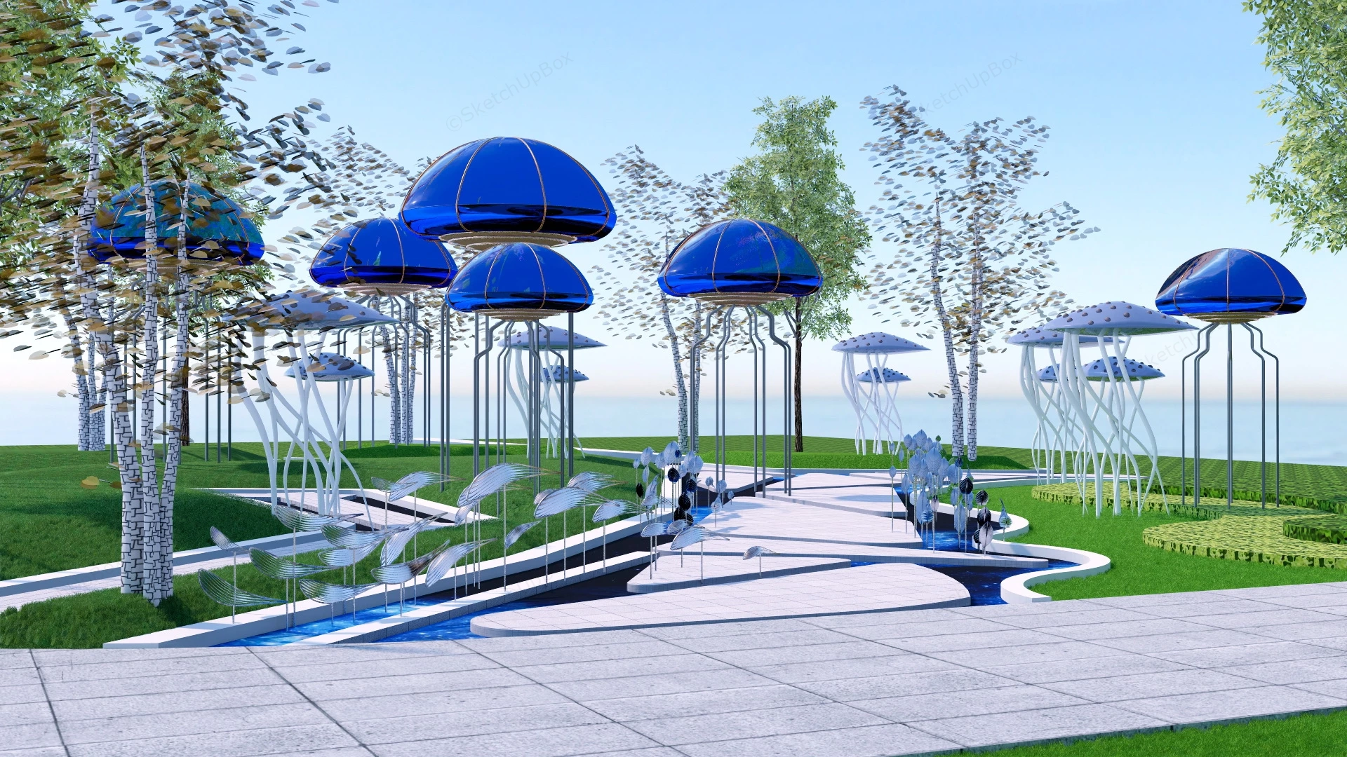 Jellyfish Sculpture Public Art Design sketchup model preview - SketchupBox
