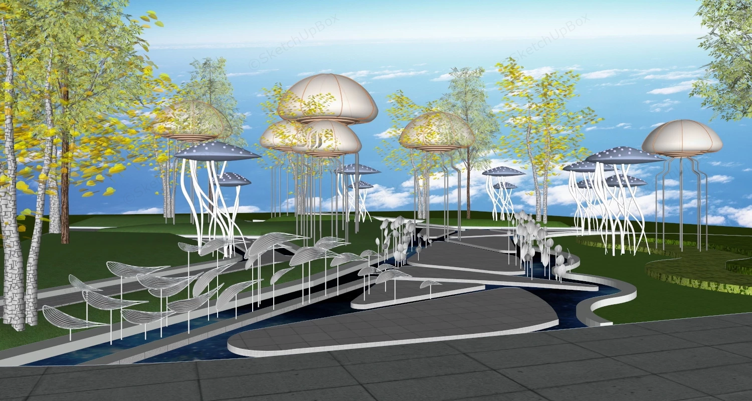 Jellyfish Sculpture Public Art Design sketchup model preview - SketchupBox