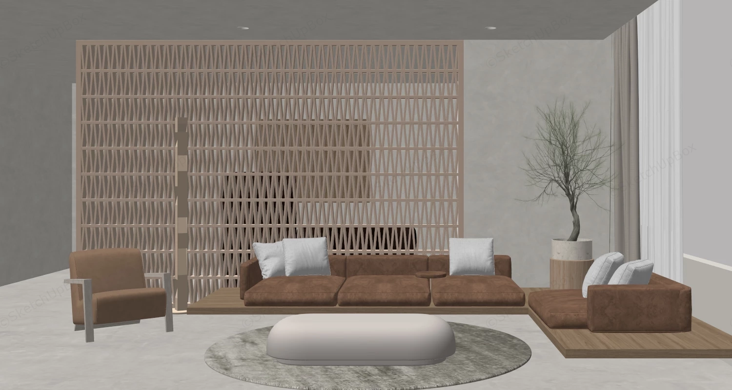 Modern Zen Living Room sketchup model preview - SketchupBox