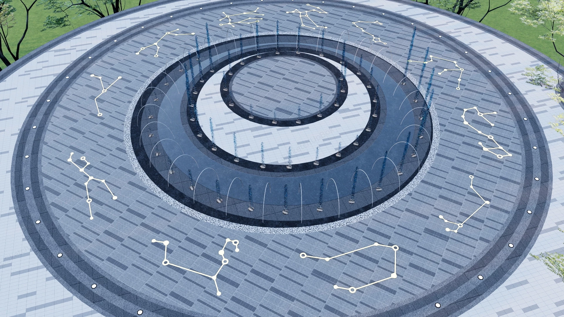Dry Deck Fountain Design sketchup model preview - SketchupBox